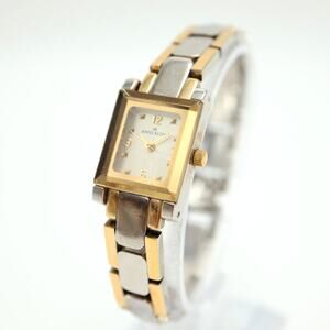 Anne Klein Womens Two Tone Watch 17mm Rectangle Metal Bracelet with New Battery
